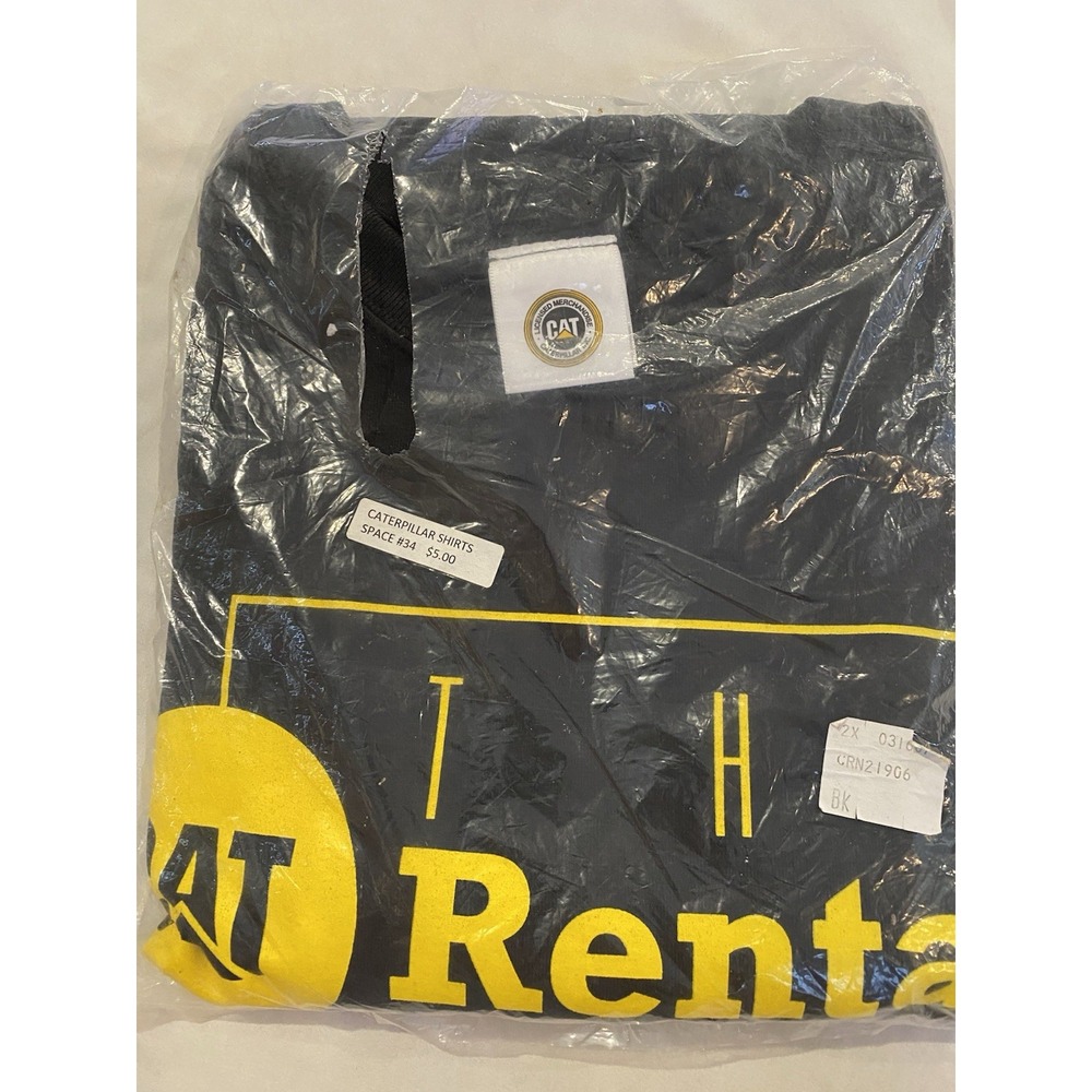 Vintage CAT Rental Store T-Shirt 2XL Black Yellow Cyrk Hanes Heavyweight NWT